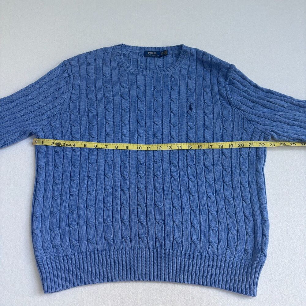 Polo Ralph Lauren Cable Knit Sweater Women's XXL Blue Cotton Pony Preppy - Picture 7 of 8